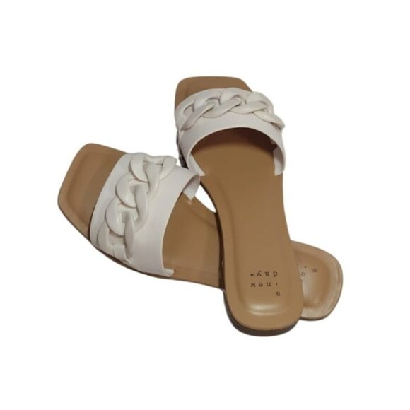 A New Day Women's White Braided Strap Sandals, Size 6, NWB - Picture 2 of 8